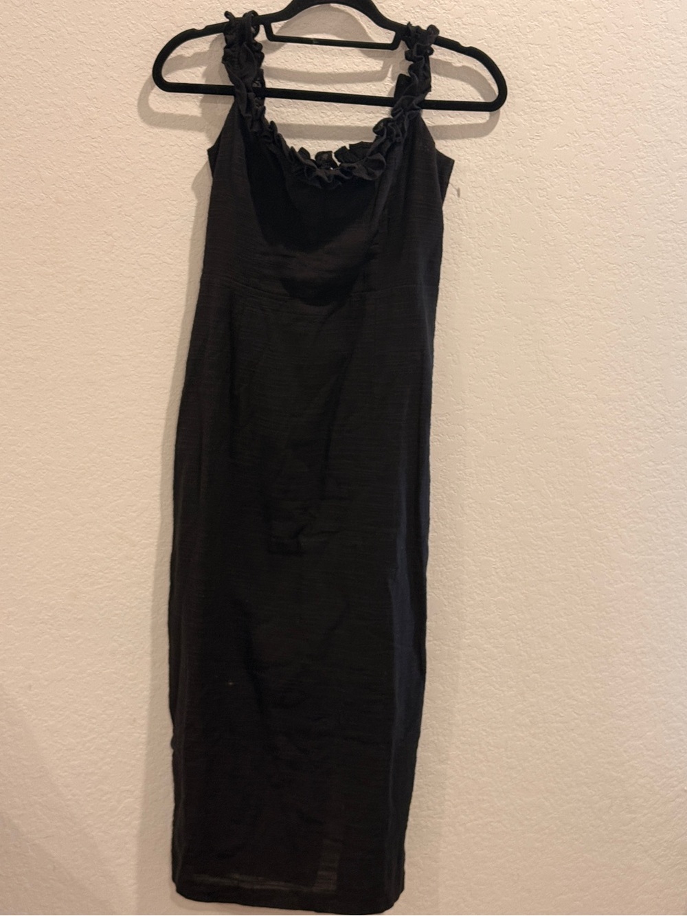 Petal & Pup Blacksih grey Ruffle-Trim Midi Dress